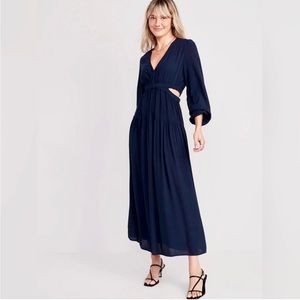 Waist-Defined Crepe Side-Cutout Maxi Dress for Women